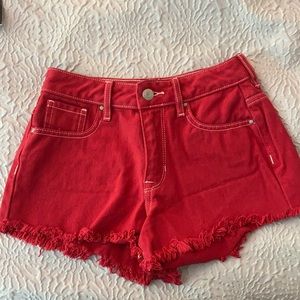 pacsun red denim shorts